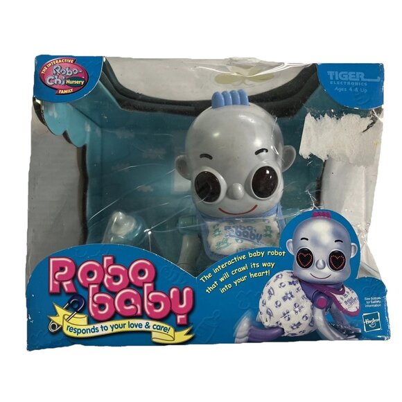 Vintage 2001 Robo Baby Interactive Hasbro Tiger Sega Toys Robot Girl Blue - Picture 1 of 14
